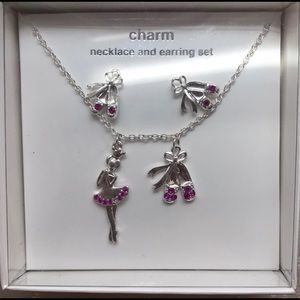 Justice Ballet charm necklace and earrings